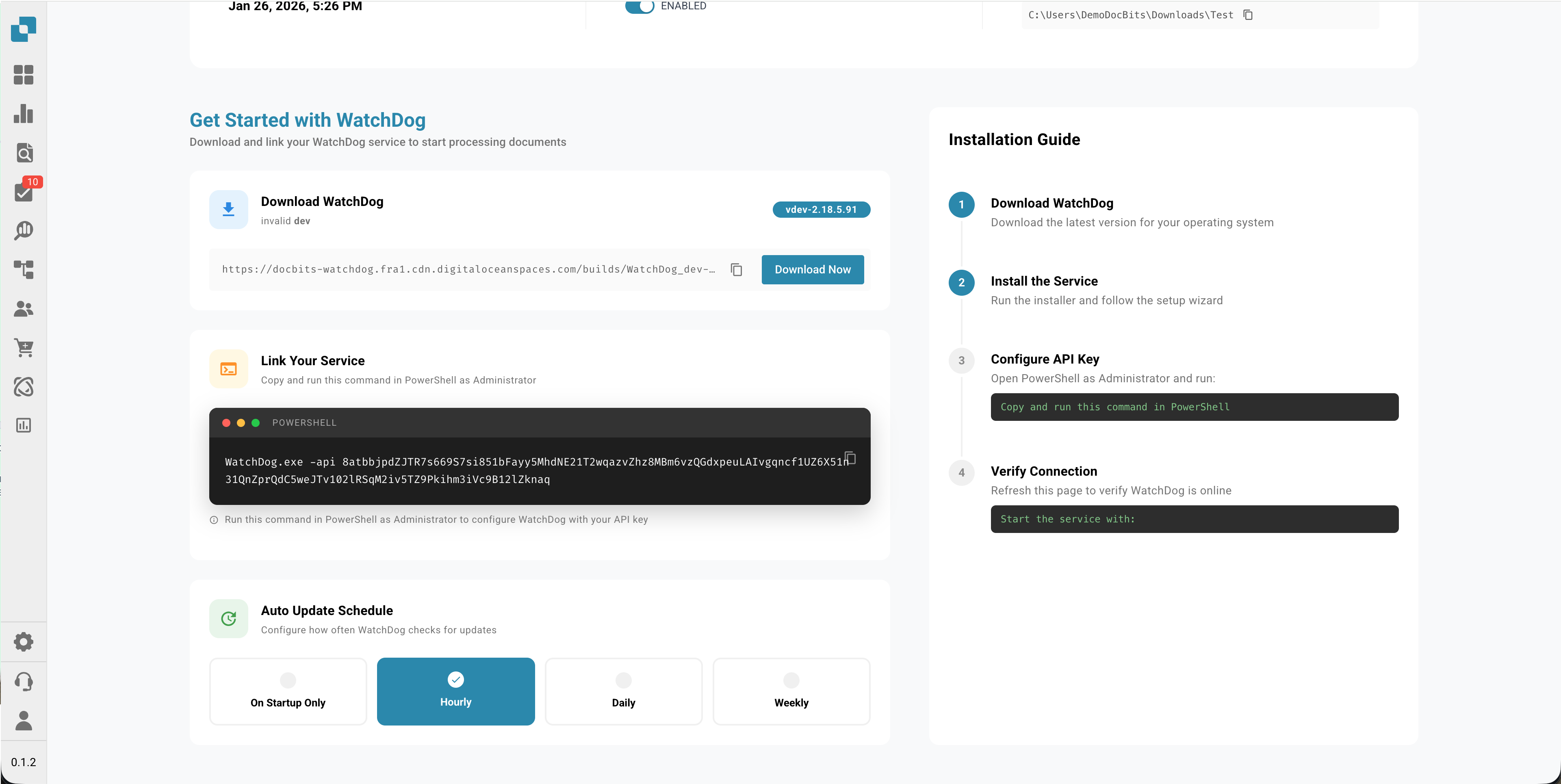 Paramètres des dossiers WatchDog