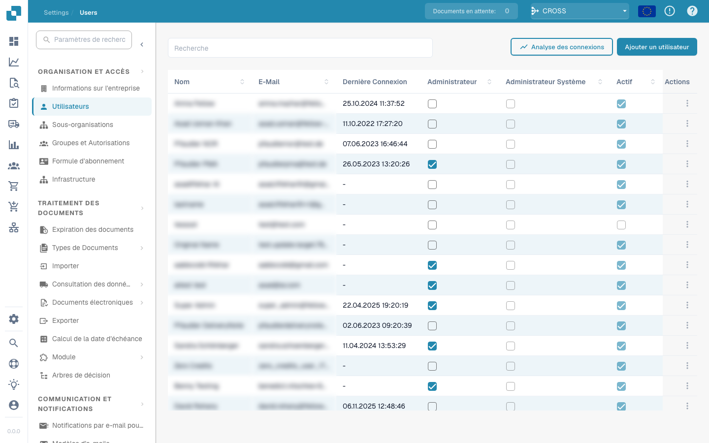 Gestion des utilisateurs