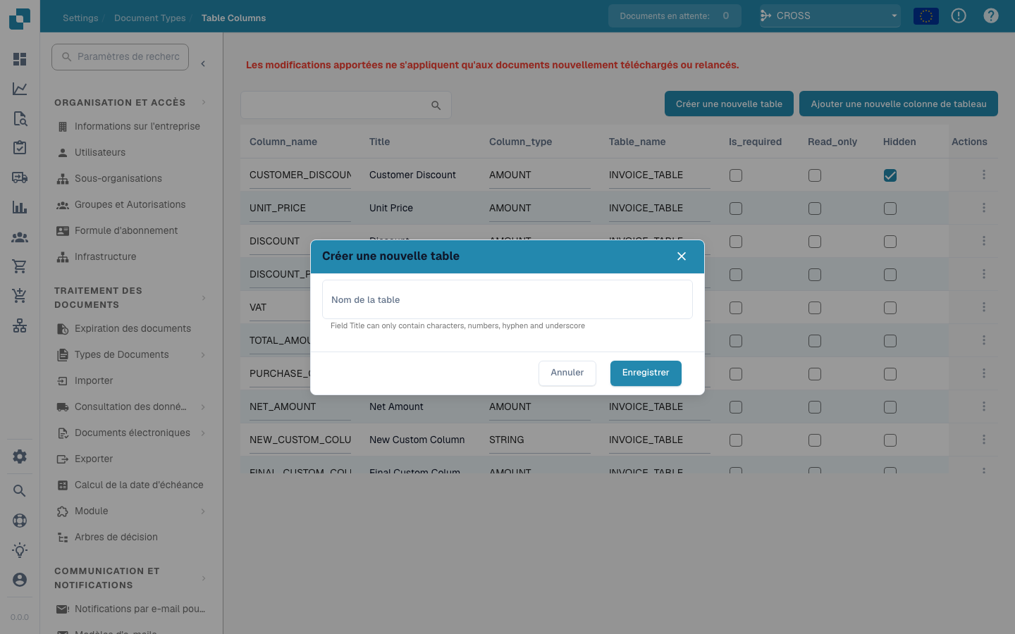 Docbits Create New Table