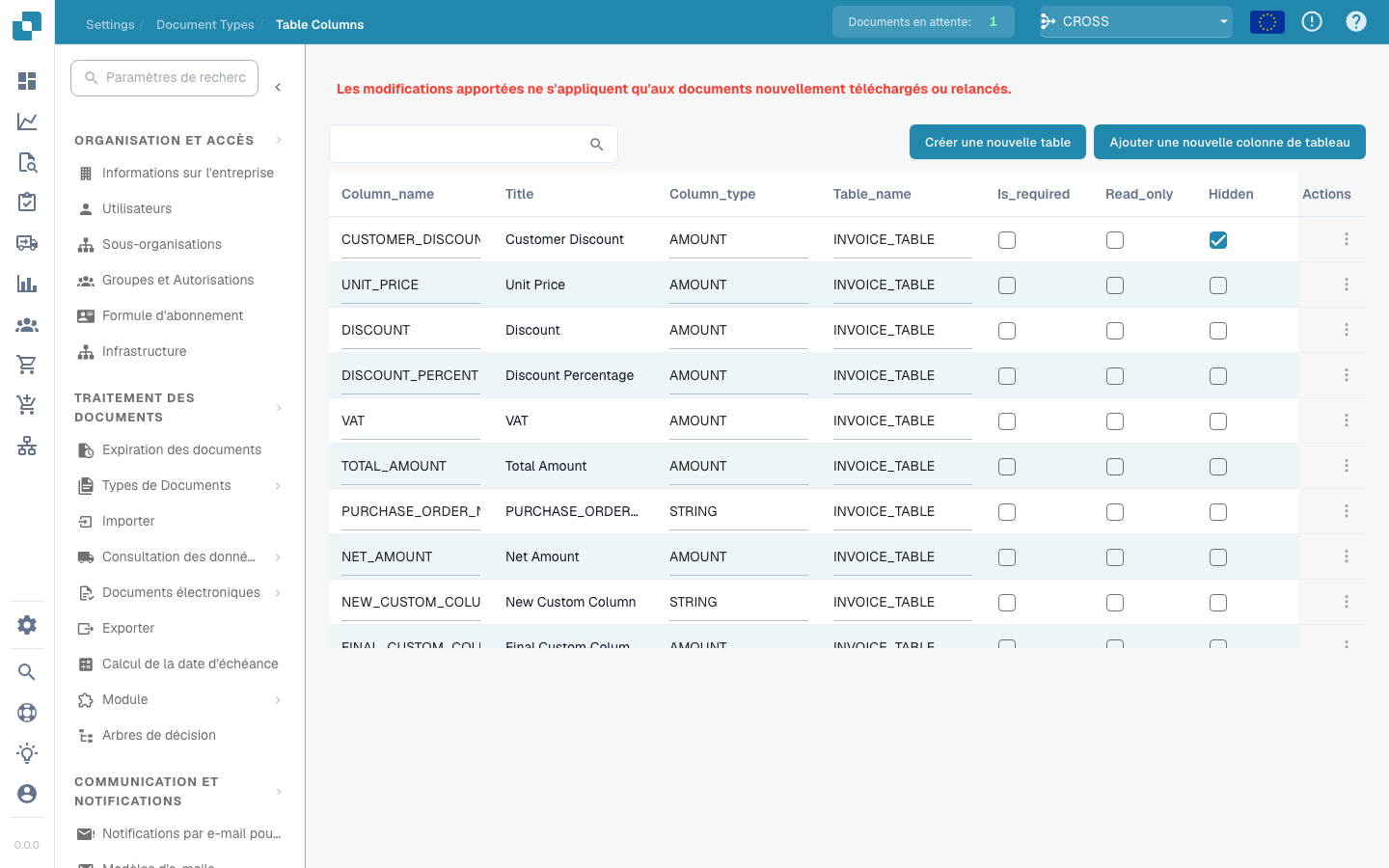 Docbits Table Columns Integrity