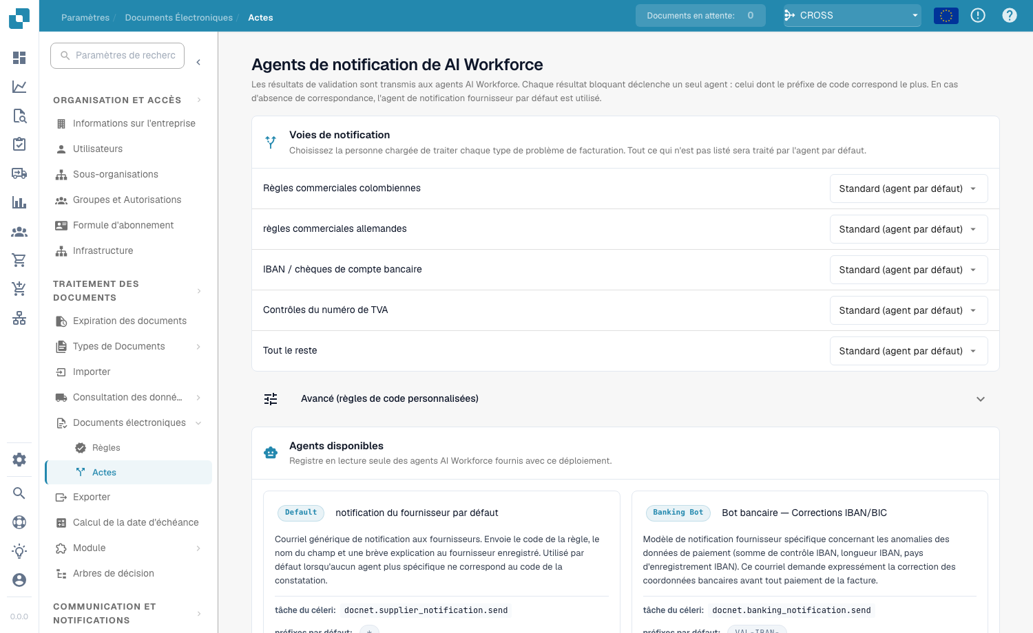 Remplacements des conditions d'escompte